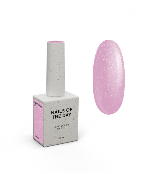 Nailsoftheday Cover base NEW Formula 27 — rosa con shimmer plateado, con un tono rosa frío más intenso, una base camuflaje para uñas, 10 ml.