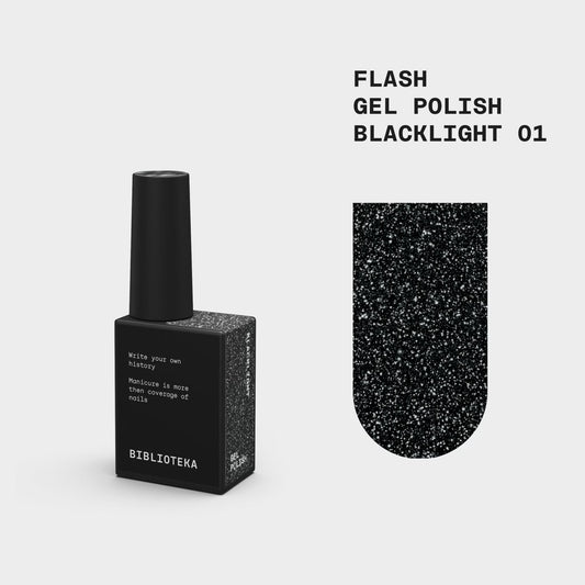BIBLIOTEKA Esmalte reflectante Nº 01 Blacklight — Negro, 10 ml