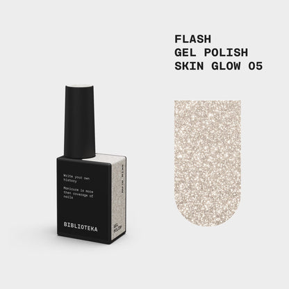 BIBLIOTEKA Esmalte reflectante Nº 05 Skin Glow — Oro frío, 10 ml