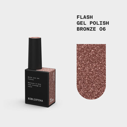 BIBLIOTEKA Esmalte reflectante Nº 06 Bronze — Brillo marrón oscuro, 10 ml