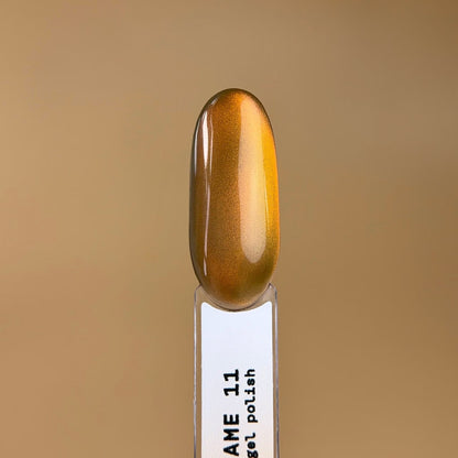 BIBLIOTEKA Esmalte Cat Eye Nº 11 Flame — Cobre anaranjado, 10 ml