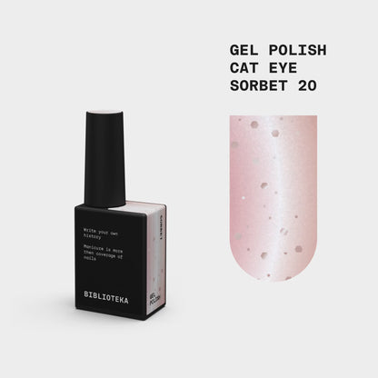 BIBLIOTEKA Esmalte semipermanente efecto ojo de gato Nº 20 Sorbet – rosa empolvado, 10 ml