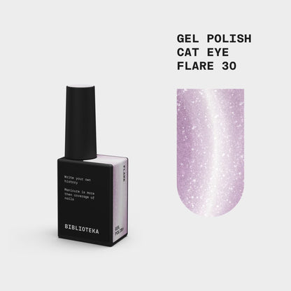 BIBLIOTEKA Esmalte semipermanente efecto ojo de gato Nº 30 Flare – rosa púrpura intenso, 10 ml