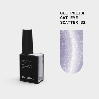 BIBLIOTEKA Esmalte semipermanente efecto ojo de gato Nº 31 Scatter – lila claro, 10 ml
