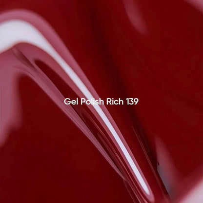 NAILSOFTHEDAY Gel Polish Rich — esmalte semipermanente rojo intenso con cobertura completa en una sola capa. 10 ml.