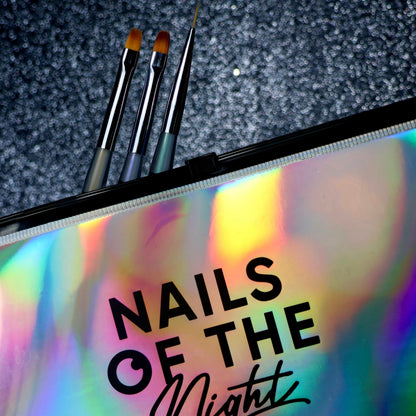 NAILSOFTHENIGHT Nail Art Brush,  pincel ovalado con un cómodo mango transparente con efecto iridiscente