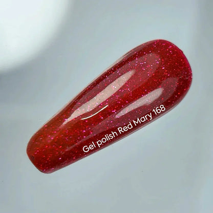 Esmalte en gel NAILSOFTHENIGHT Red Mary, esmalte en gel reflectante rojo para uñas, 10 ml