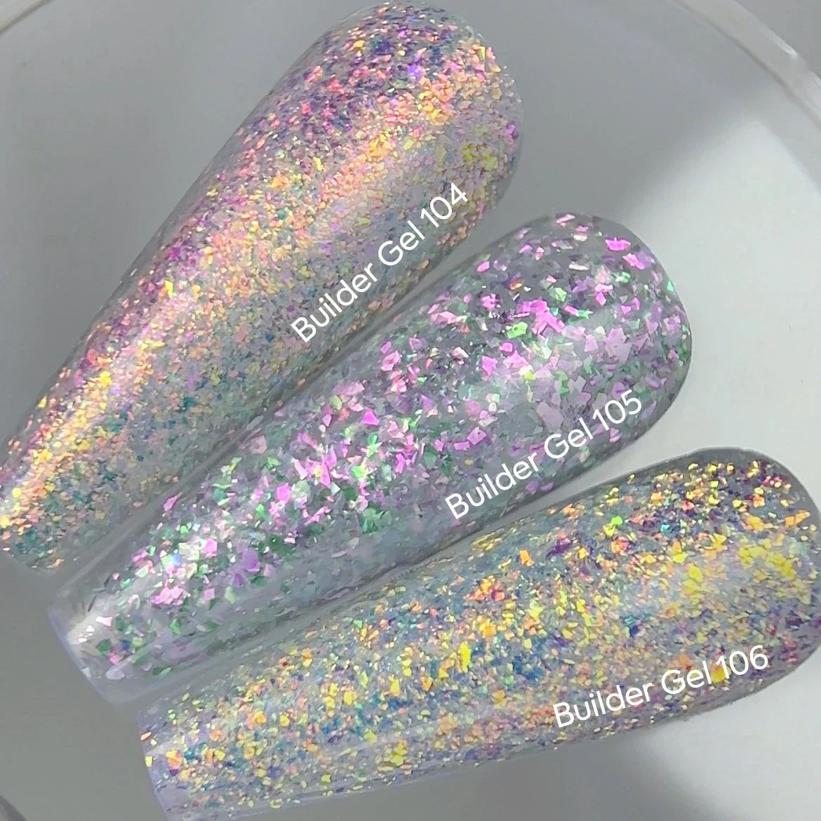 NAILSOFTHEDAY Builder Gel 105 — builder gel transparente con copos Yuki, 15 ml