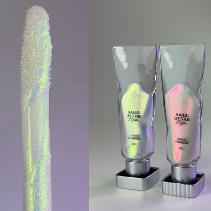 Liquid powder 02 -  polvo líquido con iridiscencia de verde a rojo rosado para uñas, 5 g