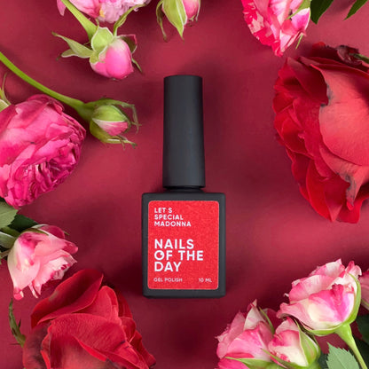 NAILSOFTHEDAY Let's Special Madonna: esmalte semipermanente de uñas con purpurina roja que cubre una capa, 10 ml