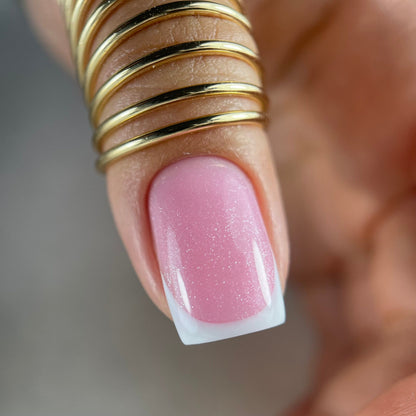 NAILSOFTHEDAY Bottle gel shimmer 04 – gel rosa ultrafuerte con brillo plateado, 10 ml