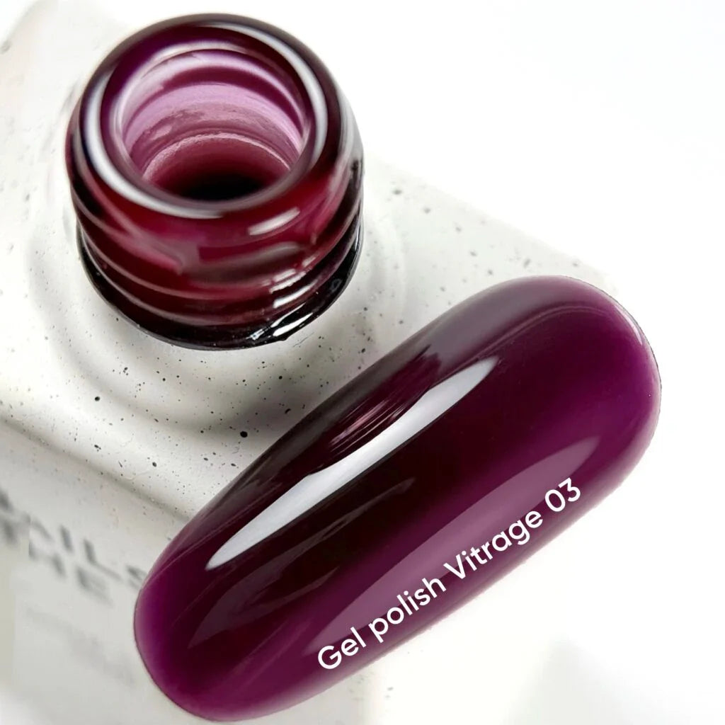 NAILSOFTHEDAY Gel Polish Vitrage 03 — esmalte en gel efecto vitral color vino, 10 ml