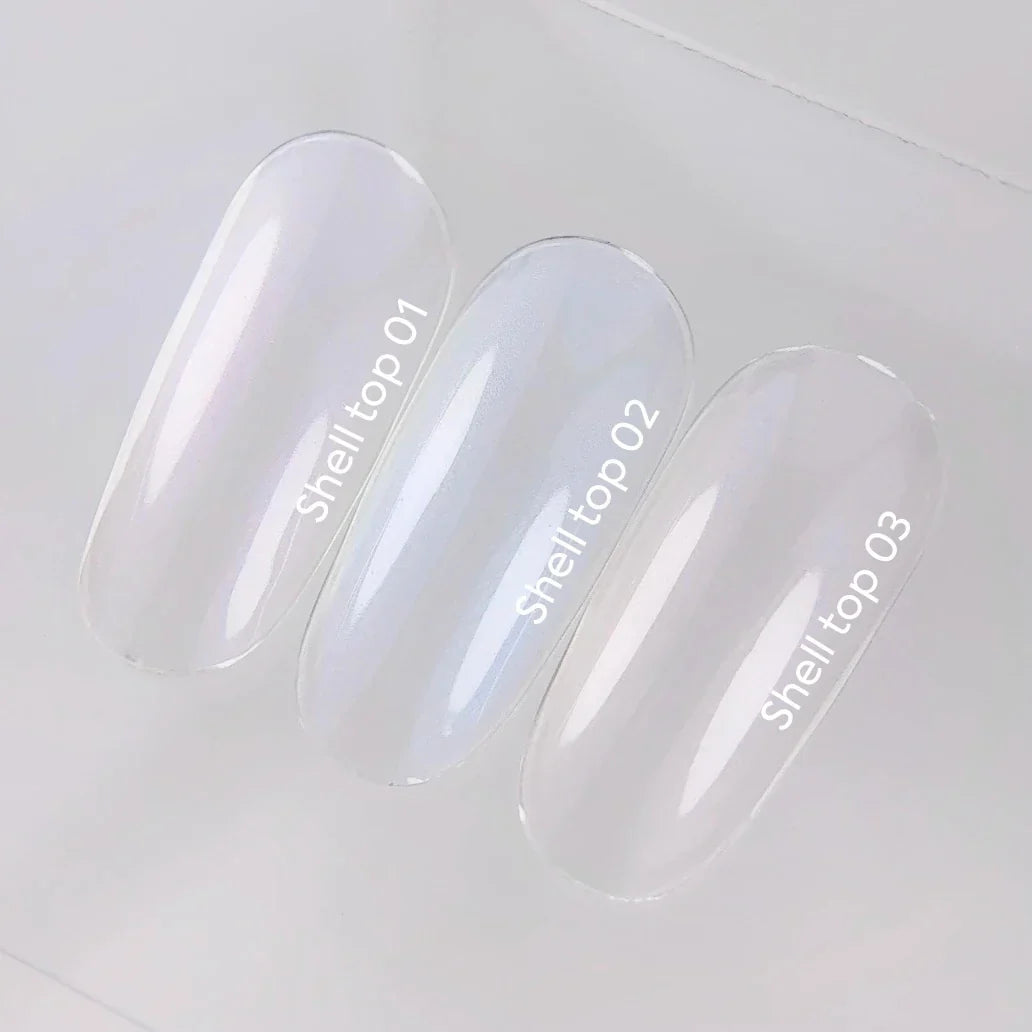 NAILSOFTHEDAY Shell Top 03 Nueva Fórmula — top perlado con efecto de frotado rosa, sin capa pegajosa, 10 ml