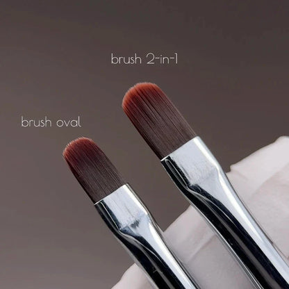 NAILSOFTHEDAY Professional Brush Oval — pincel profesional metálico con tapa, diseñado para la aplicación de gel, forma ovalada plana, 9 mm.