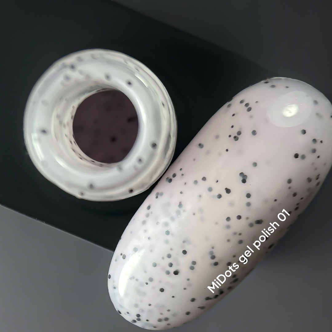 NAILSOFTHEDAY MiDots gel polish 01: esmalte semipermanente rosa lechoso con puntos negros para uñas, 10 ml