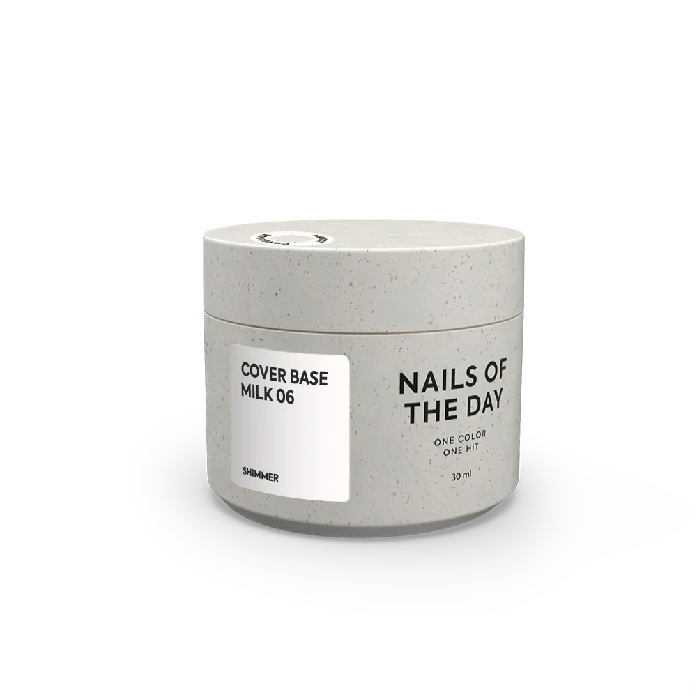 Nailsoftheday Cover base NEW Formula milk 06 — un tono lechoso, semitransparente con brillo azul que crea un efecto de tono más frío, una base de camuflaje para uñas, 10 ml.