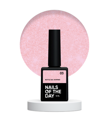 NAILSOFTHEDAY Bottle gel shimmer 03 – gel rosa claro ultrafuerte con brillo rojo, 10 ml