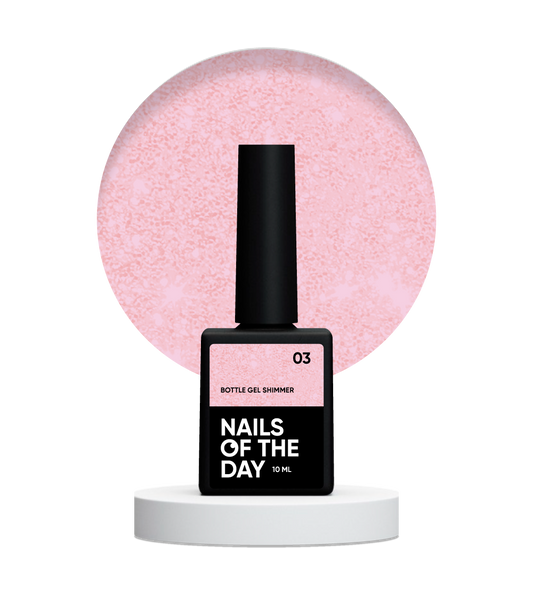 NAILSOFTHEDAY Bottle gel shimmer 03 – gel rosa claro ultrafuerte con brillo rojo, 10 ml