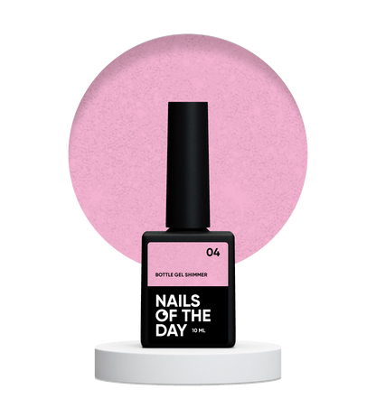 NAILSOFTHEDAY Bottle gel shimmer 04 – gel rosa ultrafuerte con brillo plateado, 10 ml