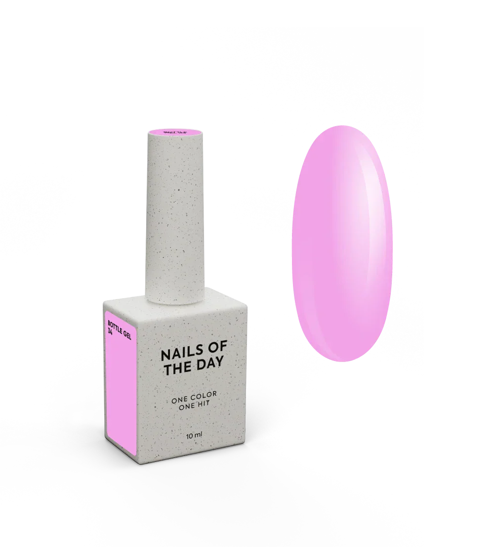 NAILSOFTHEDAY Bottle Gel 34 – gel ultraresistente rosa delicado para el refuerzo de uñas, 10 ml
