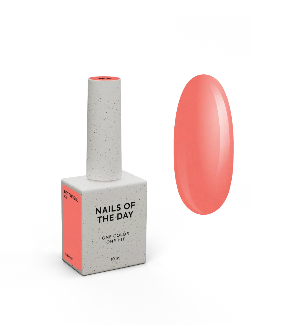 NAILSOFTHEDAY Bottle Gel 43 – gel ultraresistente rojo con con brillo fino para el refuerzo de uñas, 10 ml