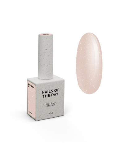 NAILSOFTHEDAY Bottle Gel 45 Shimmer — gel ultrarresistente beige lechoso con shimmer plateado para reforzar las uñas, 10 ml