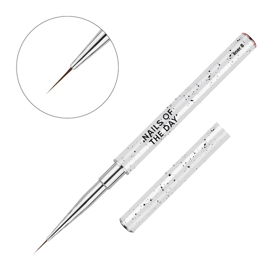 NAILSOFTHEDAY Professional Brush Liner — pincel profesional metálico con tapa, diseñado para trazos finos y detalles, liner de 8 mm.