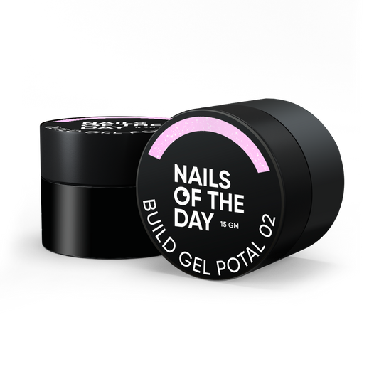 NAILSOFTHEDAY Build gel Potal 02 — gel de construcción rosa pálido con particulas brillantes para uñas, 15 ml