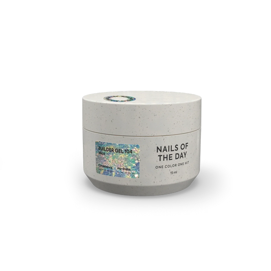 NAILSOFTHEDAY Builder Gel 104 — builder gel transparente con copos Yuki, 15 ml