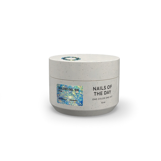 NAILSOFTHEDAY Builder Gel 106 — builder gel transparente con copos Yuki, 15 ml