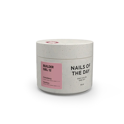 NAILSOFTHEDAY Builder Gel 12 — gel rosa nude para extensiones de uñas, 15 ml