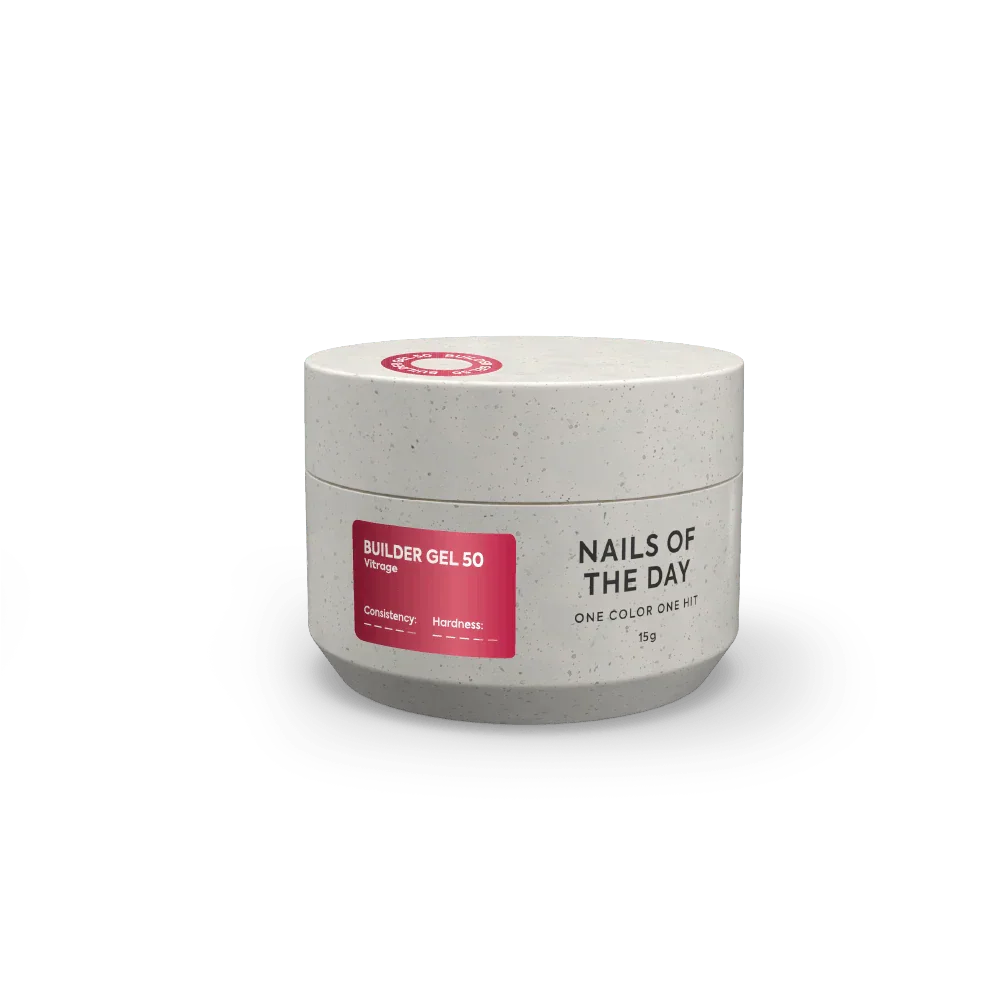 NAILSOFTHEDAY Builder gel 50 Vitrage — gel constructor vitral rojo para extensión de uñas, 15 ml