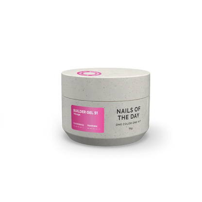 NAILSOFTHEDAY Builder gel 51 Vitrage — gel constructor vitral rosa para extensión de uñas, 15 ml