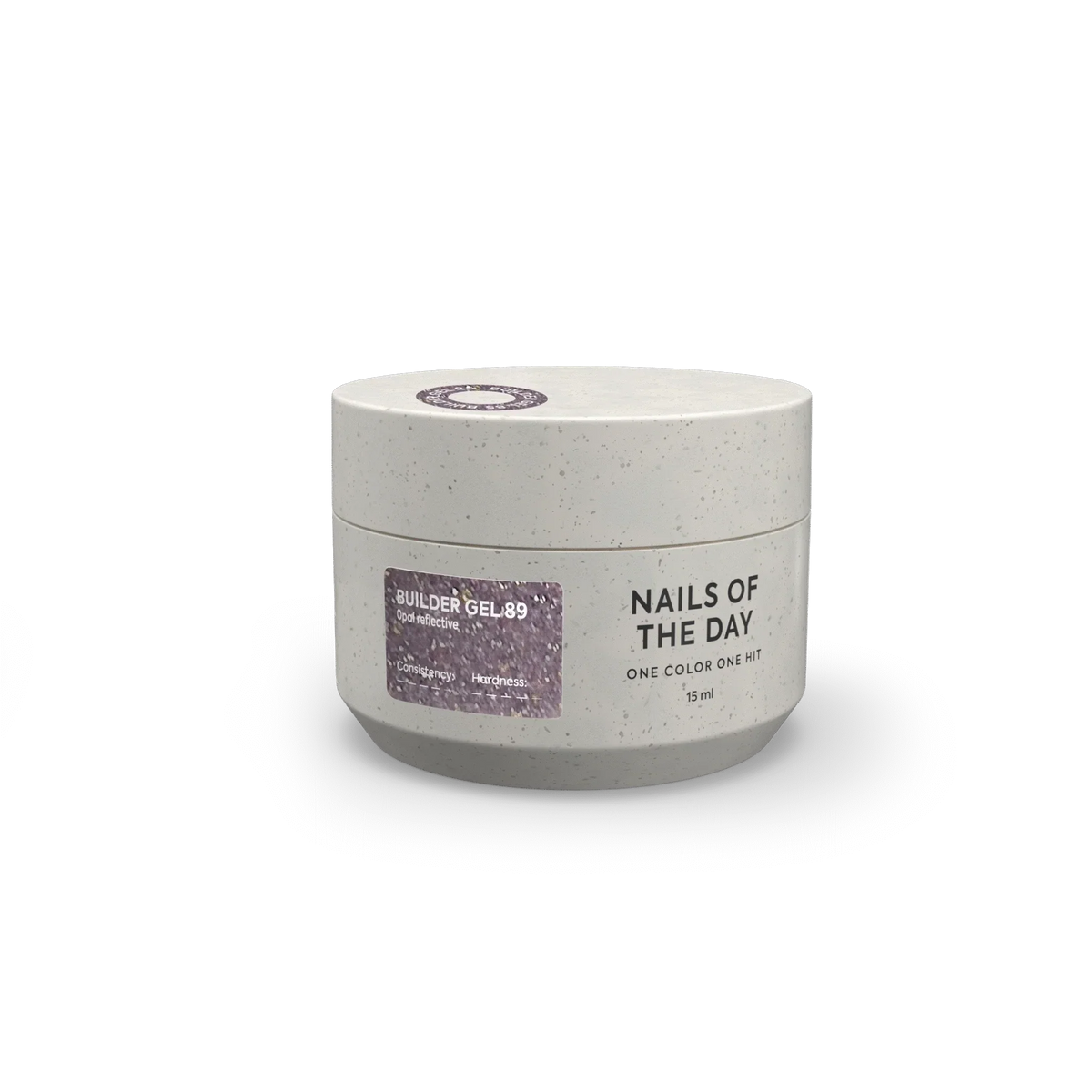 NAILSOFTHEDAY Builder Gel 89 — builder gel lavanda frío reflectante con brillo opal, 15 ml