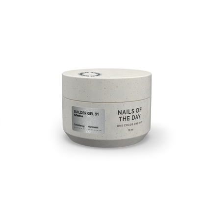 NAILSOFTHEDAY Builder Gel 91 — builder gel reflectante plateado-lechoso, 15 ml