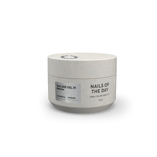 NAILSOFTHEDAY Builder Gel 91 — builder gel reflectante plateado-lechoso, 15 ml