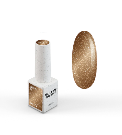 NAILSOFTHEDAY Gel Polish Cat Eye 10 — esmalte  efecto ojo de gato en tono marrón con reflejo dorado, cobertura completa en una sola capa. 6 ml.