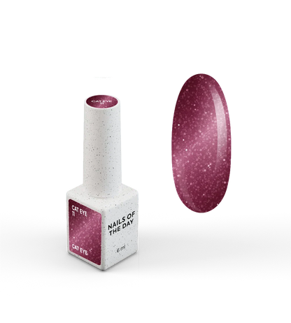 NAILSOFTHEDAY Gel Polish Cat Eye 11 — esmalte efecto ojo de gato en tono frambuesa oscuro, cobertura completa en una sola capa. 6 ml.