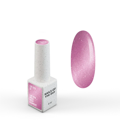 NAILSOFTHEDAY Gel polish Cat Eye 02 — esmalte semipermanente rosa efecto ojo de gato con partículas metálicas finas y un ligero efecto reflectante. Cobertura total en una sola capa. 6 ml.