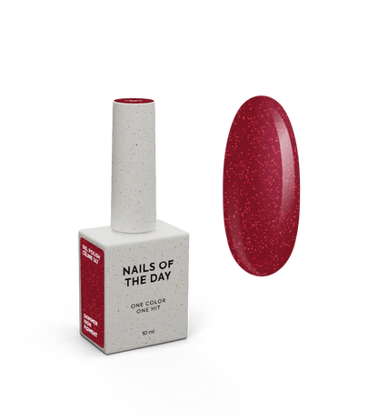NAILSOFTHENIGHT Let's Special Céline - Esmalte semipermanente de uñas  rojo oscuro con purpurina roja que cubre una capa, 10 ml
