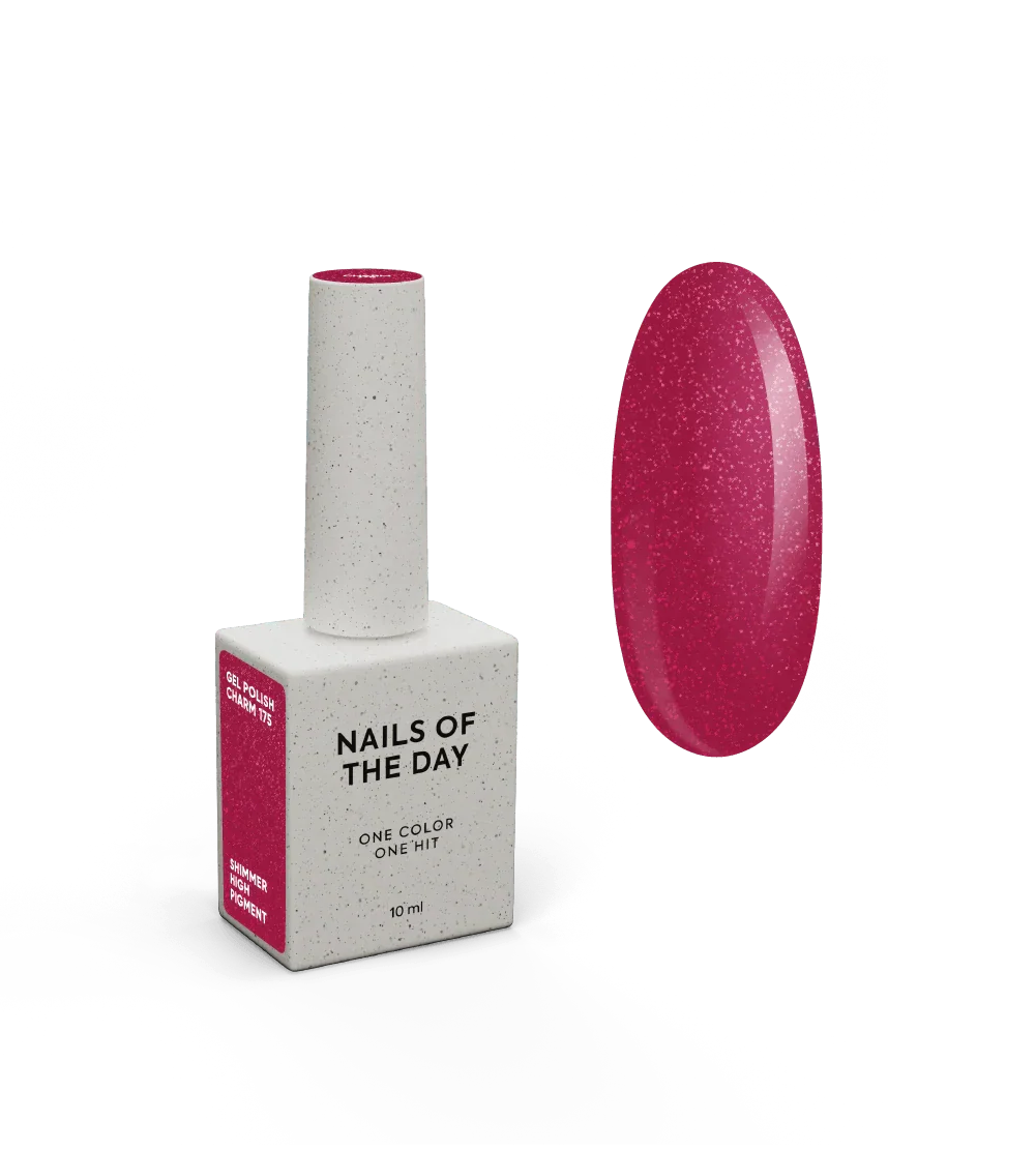 NAILSOFTHEDAY Let’s Special Charm — un esmalte semipermanente de color rosa frambuesa vibrante con un fino brillo, que ofrece cobertura completa en una sola capa, 10 ml.