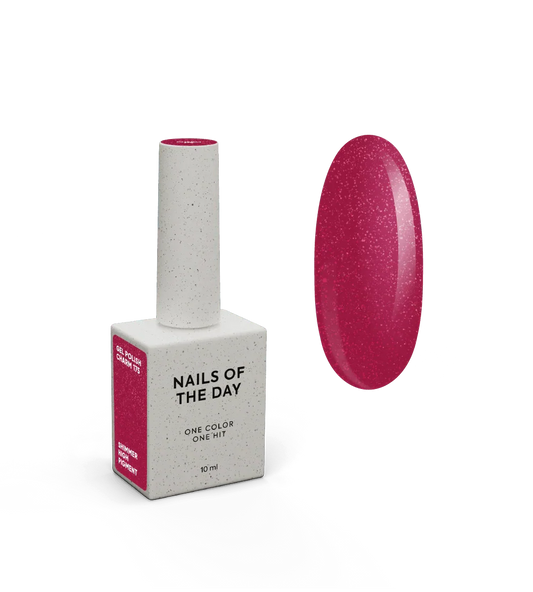 NAILSOFTHEDAY Let’s Special Charm — un esmalte semipermanente de color rosa frambuesa vibrante con un fino brillo, que ofrece cobertura completa en una sola capa, 10 ml.