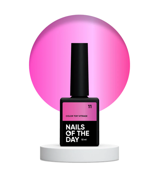 NAILSOFTHEDAY Color Top/Vitrage 11 — Top Coat Vitrage Rosa Brillante Semitransparente, 10 ml