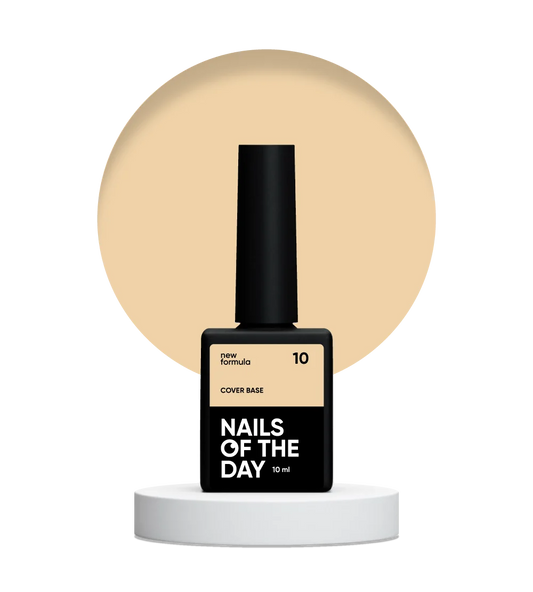 Nailsoftheday Cover base NEW Formula 10 - base camuflaje color durazno para uñas, 10 ml