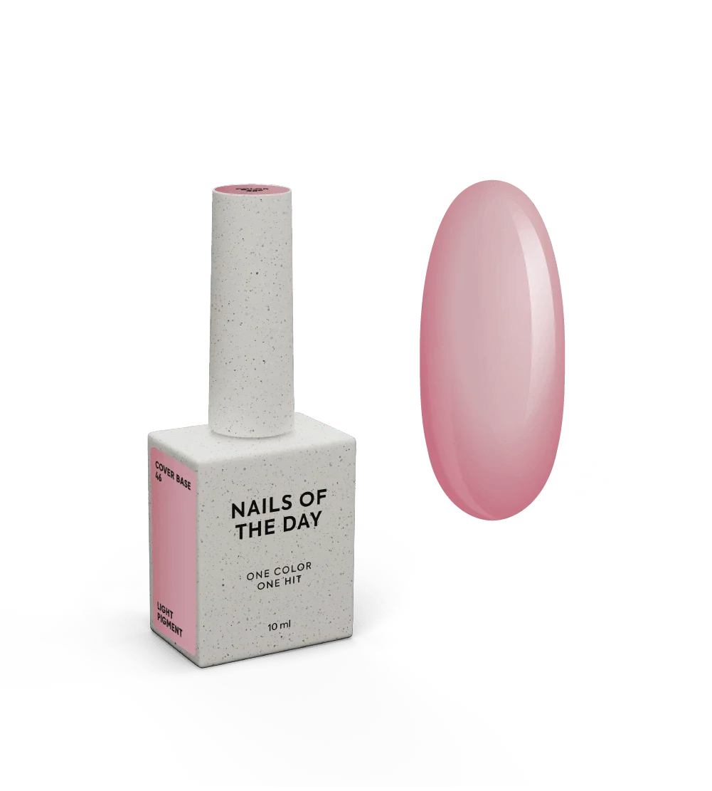 NAILSOFTHEDAY Cover Base 46 Light Pigment – base para uñas rosa empolvado semitransparente con pigmentación ligera, 10 ml