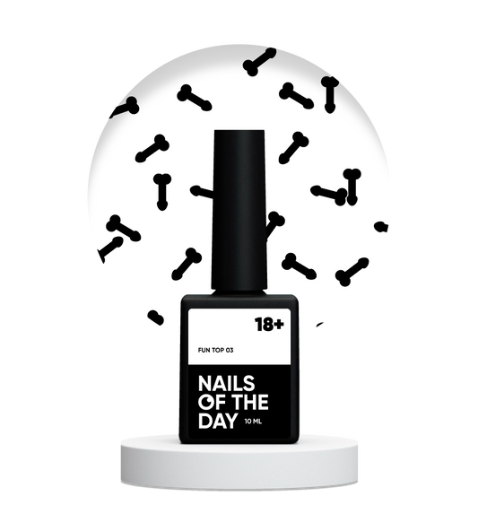 NAILSOFTHEDAY FUN! top 03 — top  para uñas con decoración artística negra, sin capa pegajosa, 10 ml