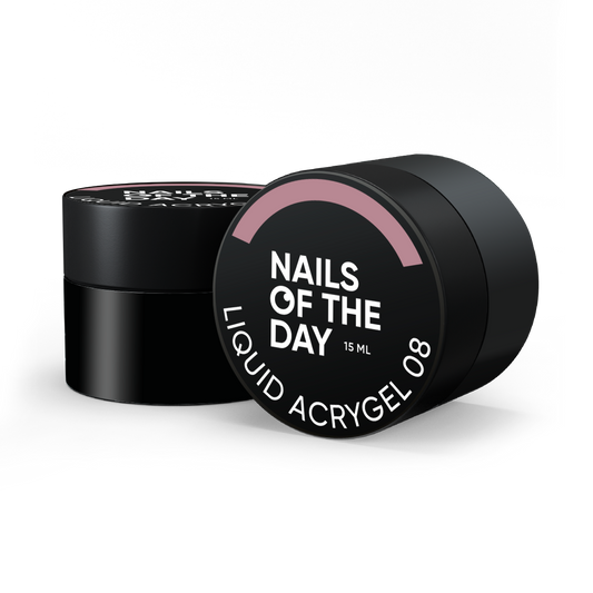 NAILSOFTHEDAY Liquid Acrygel 08 — Acrygel líquido nude polvoriento de nueva fórmula para uñas, 15 ml