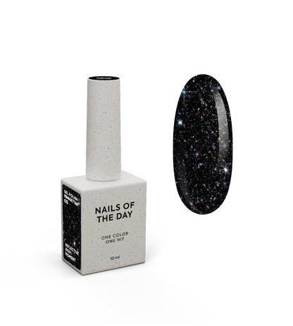 NAILSOFTHENIGHT Manhattan gel polish -  esmalte semipermanente reflectante negro con brillo holográfico para uñas, 10 ml