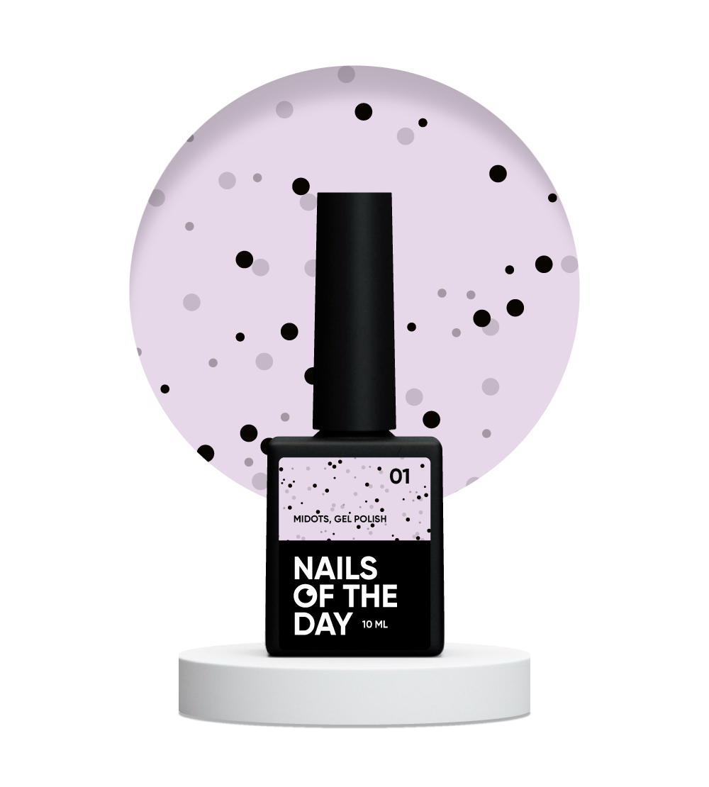 NAILSOFTHEDAY MiDots gel polish 01: esmalte semipermanente rosa lechoso con puntos negros para uñas, 10 ml