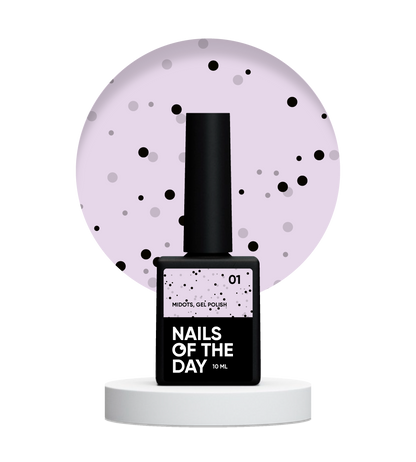NAILSOFTHEDAY MiDots gel polish 01: esmalte semipermanente rosa lechoso con puntos negros para uñas, 10 ml